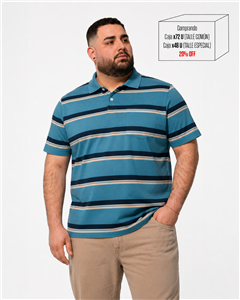 P5112 - Chomba Jersey Rayada Con Bolsillo TALLE ESPECIAL