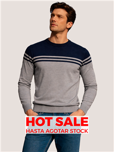 P8012 -  Sweater Escote Redondo Rayado