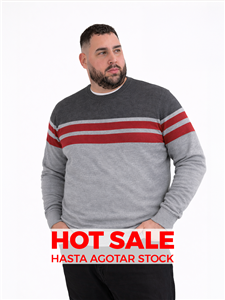 P8110 - Sweater Escote Redondo Rayado TALLE ESPECIAL