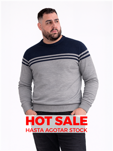 P8112 - Sweater Escote Redondo Rayado TALLE ESPECIAL